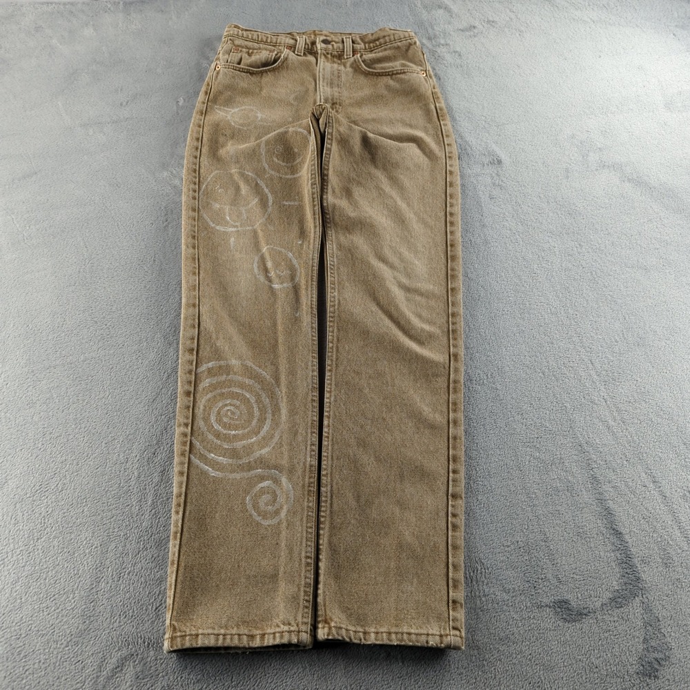 Vintage 90s Levis Jeans Mens‎ 31x34 Tan Khaki 505 Painted 1990 Made in USA